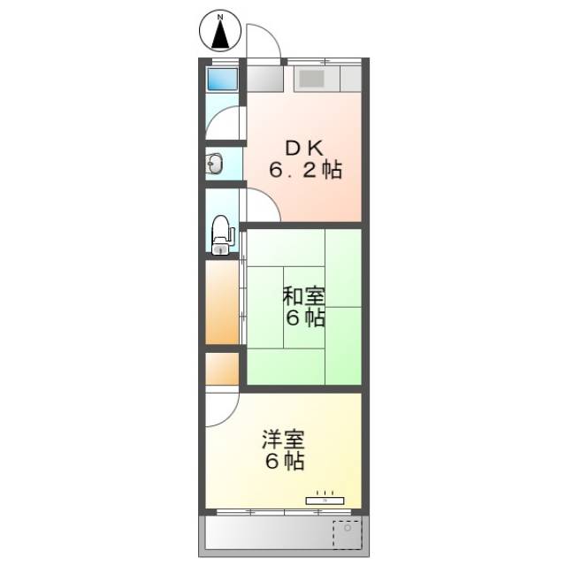 高知市城山町 2DK 最上階（敷金礼金0円・角部屋） 画像1枚目