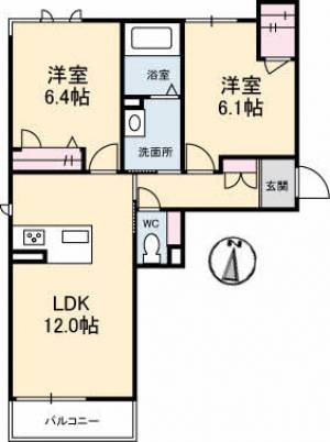 シャーメゾン坂出 103の間取り画像