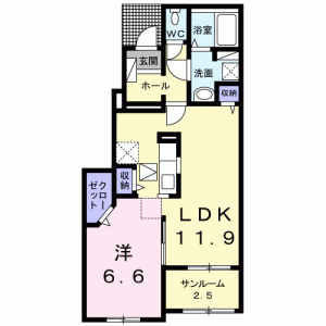 クラール土器町Ｃ 103の間取り画像