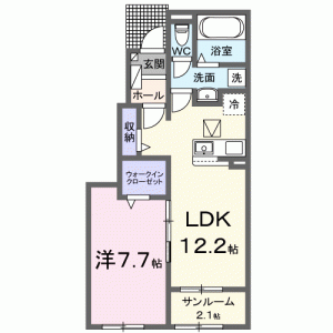 クルール坂本Ｄ 102の間取り画像