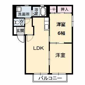 ディアス郡家　Ｂ棟 201の間取り画像