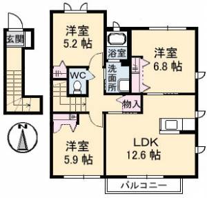 エトワール滝宮　Ａ棟 201の間取り画像