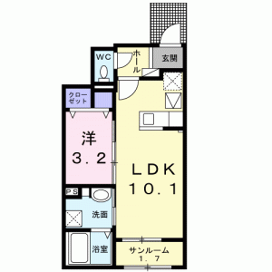 ハイツ　ＨＡＹＡＳＨＩ　1 103の間取り画像