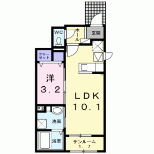 サザンクロス上吉田　III 101の間取り画像