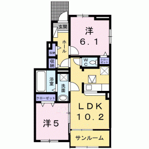 シエロ・ガーデン善通寺Ａ 101の間取り画像