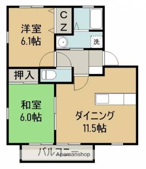 フォブール高柳 102の間取り画像