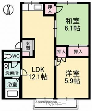 フレグランス飯山　Ｄ棟 D201の間取り画像