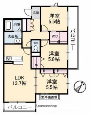 シャーメゾン宇多津　Ｂ棟 301の間取り画像