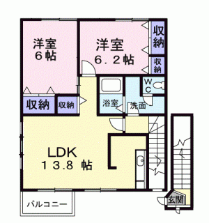 メゾン若葉　Ａ 201の間取り画像