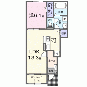 ライラック柞田II　Ｂ 102の間取り画像