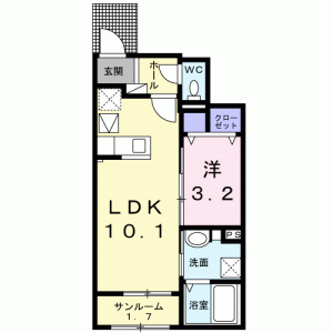 ハイツ　ＨＡＹＡＳＨＩ　1 102の間取り画像