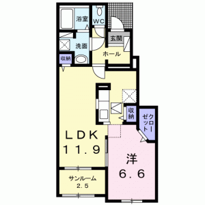 クラール土器町Ｃ 102の間取り画像