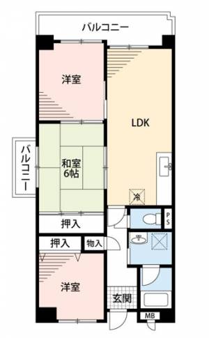 アーバンハイツ大橋 203の間取り画像