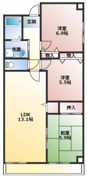 第2リバーサイド鴨川マンション 205の間取り画像