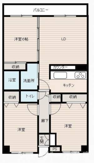 こぐまマンション久米町Ⅰ 302の間取り画像