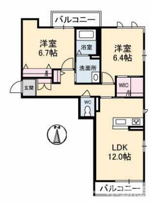 グランベレオ カーナ 201号室の間取り画像