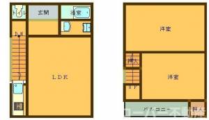 五條ハイツ原田町 ３号の間取り画像