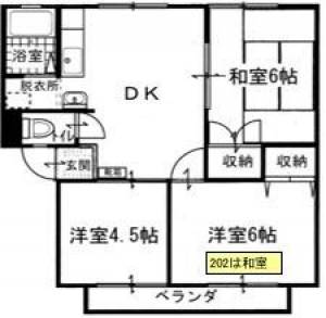 宮武ハイツ２号地 ２０２の間取り画像