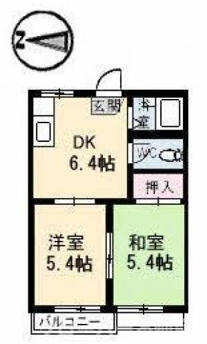 ヘイゼルハイツ B棟 206号室の間取り画像