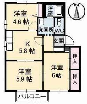 メゾン・アムール B棟 201号室の間取り画像