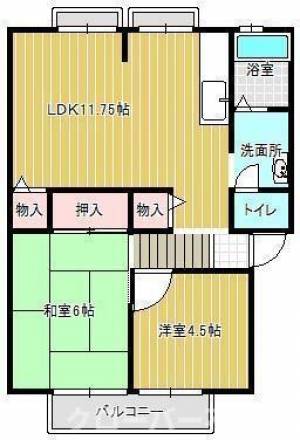 パストラーレ中津 Ｂ１０２の間取り画像