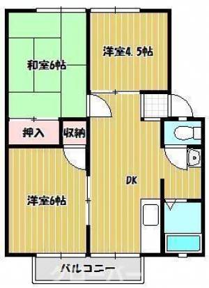 パナハイツジョイフル ２０２の間取り画像