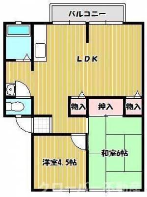 サンビレッジ六番街Ａ～Ｄ棟 Ｂ２０２の間取り画像