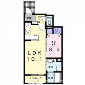 ハイツ　ＨＡＹＡＳＨＩ　１ 102の間取り画像