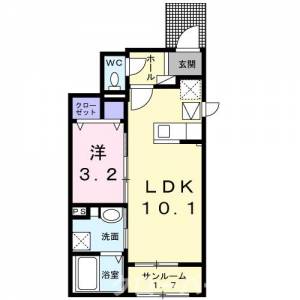 ハイツ　ＨＡＹＡＳＨＩ　１ 101の間取り画像