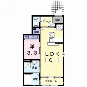 宇多津町新開アパート 101の間取り画像