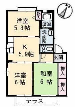 ウエストパーク B棟 102号室の間取り画像