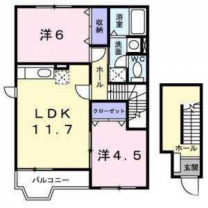 トゥジュール・ヴェール　Ａ 201の間取り画像