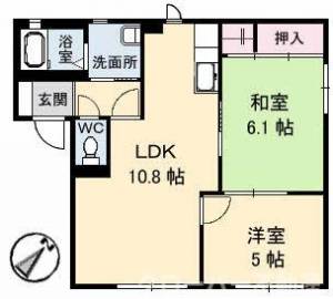 コスモタウン森岡Ⅱ A棟 103号室の間取り画像