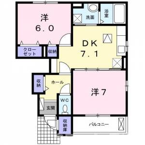 カーサ夕陽ヶ丘 102の間取り画像