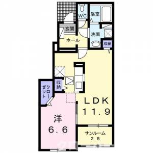 クラール土器町Ｃ 103の間取り画像