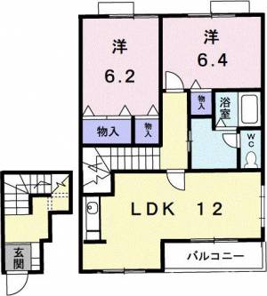 パレス・ニュールミネⅡ　Ａ 203の間取り画像