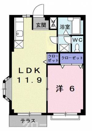 エルディム磯野 102の間取り画像