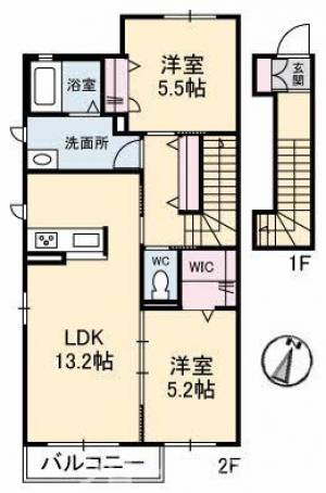 プロヌーブ郡家Ⅱ 202号室の間取り画像