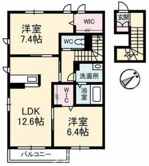 シャーメゾン郡家 C棟 203号室の間取り画像