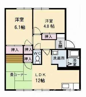 コスモタウン森岡 B棟 203号室の間取り画像