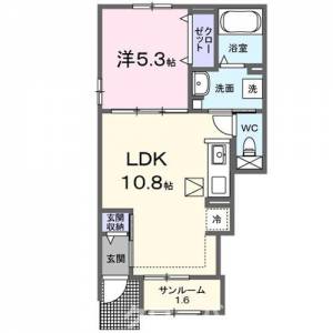 ハーヴェスト山北町　Ｂ 101の間取り画像