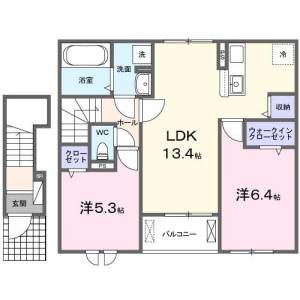 ヴィラージュ柞原　Ⅰ 204の間取り画像