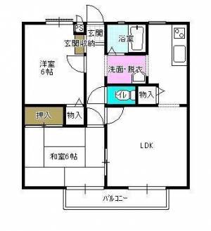 グリーンヒルズ香川Ｃ棟 ２０２の間取り画像