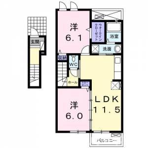 ハイツマル木　Ｆ 202の間取り画像