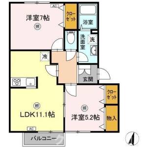 リースランド中府 Ａ 202の間取り画像