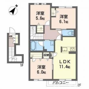 バルビゾン丸亀 203号室の間取り画像