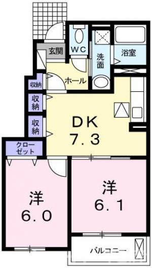 シャン・ヴェール　Ⅰ番館 102の間取り画像