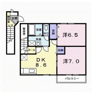 ハーモニーハイツ横井 203の間取り画像