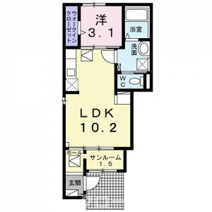 ひまわり柞田　Ａ 101の間取り画像