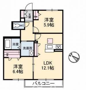 プロヌーブ丸亀 102号室の間取り画像